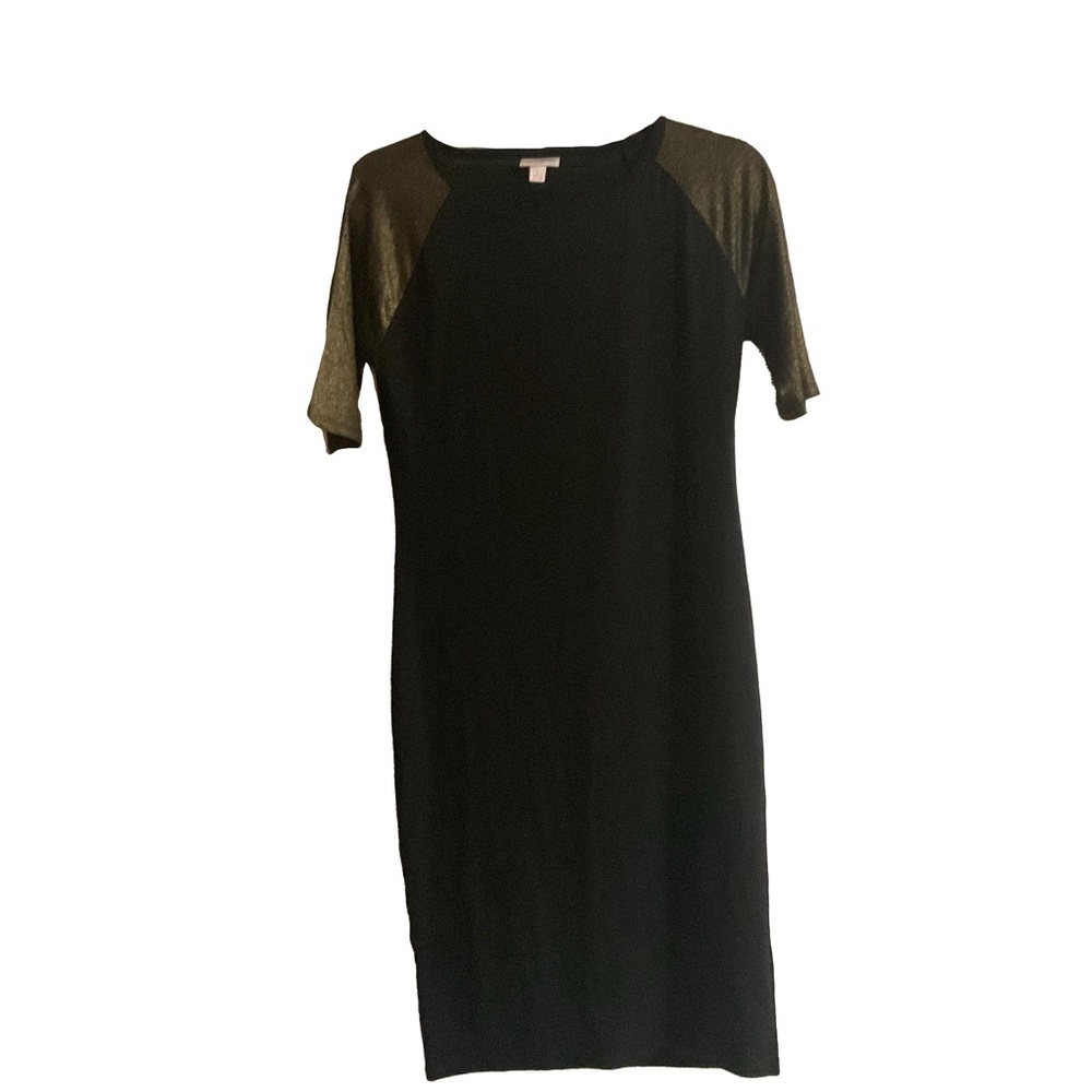 LulaRoe Black & Gold Sparkle Midi Dress
